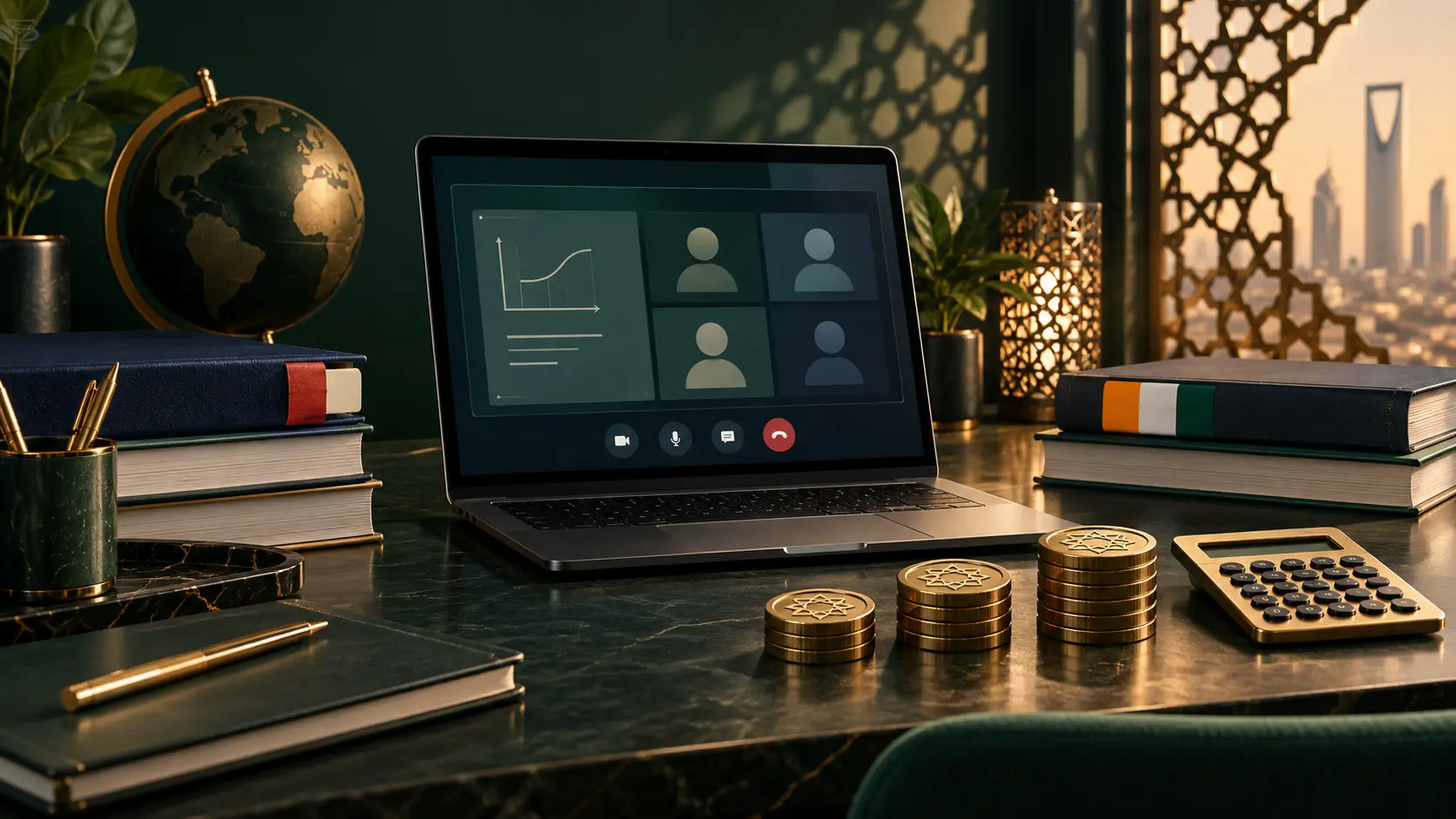 Qatar tutoring price comparison with a virtual lesson screen, calculator and exam planner